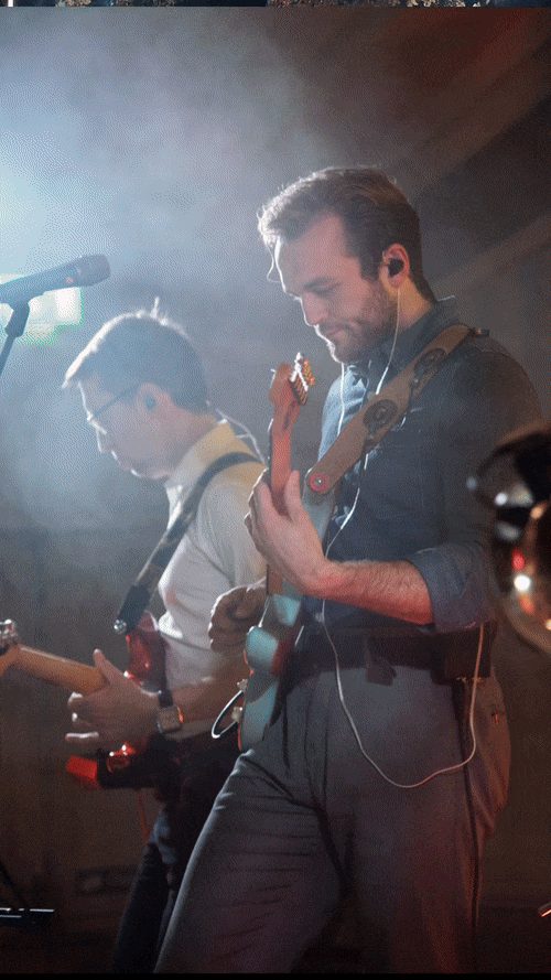 Guitarists during a set